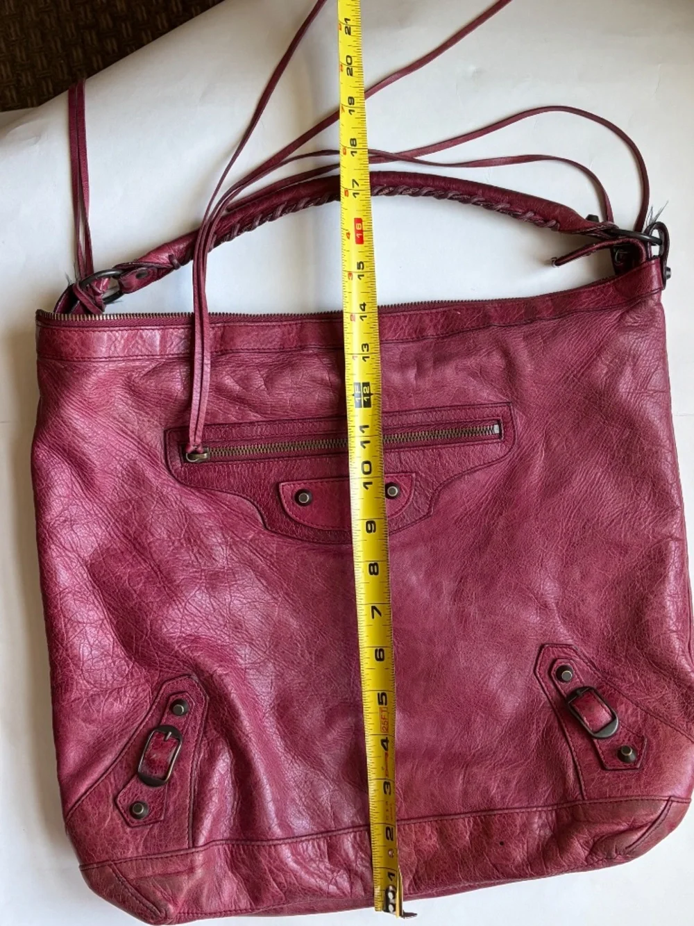 Balenciaga 06 Red Grenat Lambskin Leather Classic Day Hobo Handbag Purse Mirror